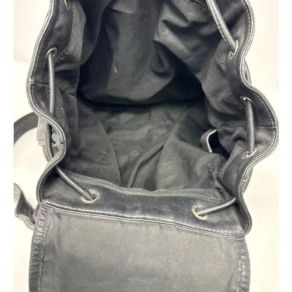 Vintage Wilson Black Leather Drawstring Backpack